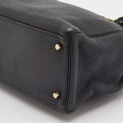 Pre Owned Hermes Black Fjord Leather Gold Finished Kelly Retourne 35 Bag
