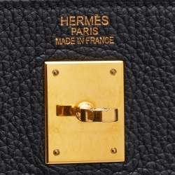 Pre Owned Hermes Black Fjord Leather Gold Finished Kelly Retourne 35 Bag