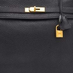 Pre Owned Hermes Black Fjord Leather Gold Finished Kelly Retourne 35 Bag