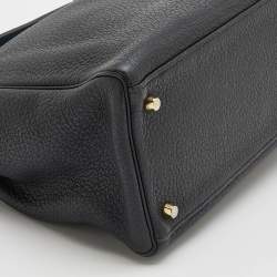 Pre Owned Hermes Black Fjord Leather Gold Finished Kelly Retourne 35 Bag