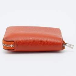 Pre Owned Hermes Orange Epsom Leather Silk'In Compact Wallet