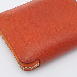 Pre Owned Hermes Orange Epsom Leather Silk'In Compact Wallet