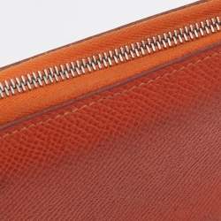 Pre Owned Hermes Orange Epsom Leather Silk'In Compact Wallet