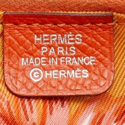 Pre Owned Hermes Orange Epsom Leather Silk'In Compact Wallet