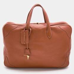 Hermès Victoria Travel Bag in Beige Leather Taurillon Clémence