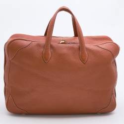 مملوكة مسبقًا حقيبة هيرمس فيكتوريا II 50 جلد توريلون كليمينس أسمر مصفر