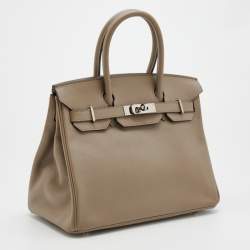 Hermes Craie Epsom Leather Palladium Plated Birkin 30 Bag