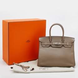 Hermes Craie Epsom Leather Palladium Plated Birkin 30 Bag