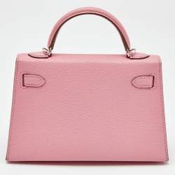 Pre Owned Hermès Rose Confetti Chevre Mysore Leather Palladium Plated Mini Kelly II Sellier 20 Bag