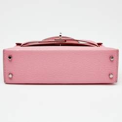 Pre Owned Hermès Rose Confetti Chevre Mysore Leather Palladium Plated Mini Kelly II Sellier 20 Bag