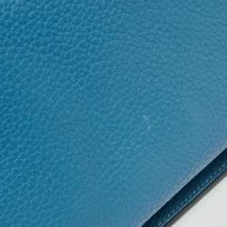 Pre Owned Hermes Bleu Jean Taurillon Clemence Leather Palladium Plated Jypsiere 34 Bag