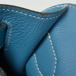 Pre Owned Hermes Bleu Jean Taurillon Clemence Leather Palladium Plated Jypsiere 34 Bag
