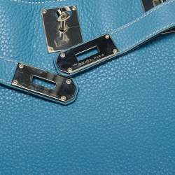 Pre Owned Hermes Bleu Jean Taurillon Clemence Leather Palladium Plated Jypsiere 34 Bag