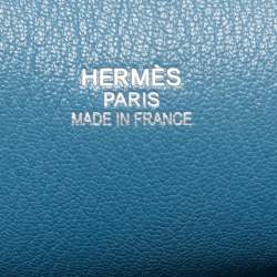 Pre Owned Hermes Bleu Jean Taurillon Clemence Leather Palladium Plated Jypsiere 34 Bag