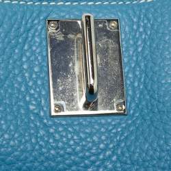 Pre Owned Hermes Bleu Jean Taurillon Clemence Leather Palladium Plated Jypsiere 34 Bag