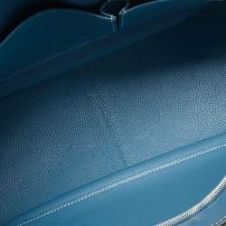 Pre Owned Hermes Bleu Jean Taurillon Clemence Leather Palladium Plated Jypsiere 34 Bag