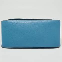 Pre Owned Hermes Bleu Jean Taurillon Clemence Leather Palladium Plated Jypsiere 34 Bag