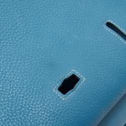 Pre Owned Hermes Bleu Jean Taurillon Clemence Leather Palladium Plated Jypsiere 34 Bag