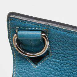Pre Owned Hermes Bleu Jean Taurillon Clemence Leather Palladium Plated Jypsiere 34 Bag