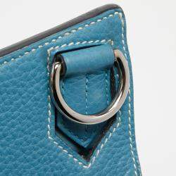 Pre Owned Hermes Bleu Jean Taurillon Clemence Leather Palladium Plated Jypsiere 34 Bag