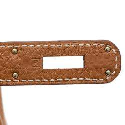 Pre Owned Hermes Kelly 32 Togo Gold R Engraved Handbag