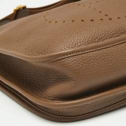 Pre Owned Hermes Beige De Weimar Taurillon Clemence Leather Evelyne III PM Bag