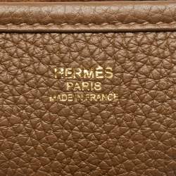 Pre Owned Hermes Beige De Weimar Taurillon Clemence Leather Evelyne III PM Bag