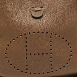 Pre Owned Hermes Beige De Weimar Taurillon Clemence Leather Evelyne III PM Bag