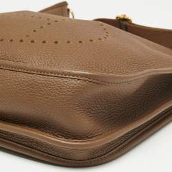 Pre Owned Hermes Beige De Weimar Taurillon Clemence Leather Evelyne III PM Bag