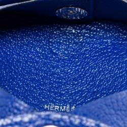 Pre Owned Hermes Bleu Electrique Chevre Mysore Leather Bastia Coin Purse