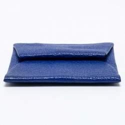 Pre Owned Hermes Bleu Electrique Chevre Mysore Leather Bastia Coin Purse