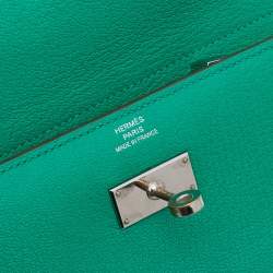 Hermes Menthe Chevre Myzore Leather Kelly Depliant Trifold Continental Wallet