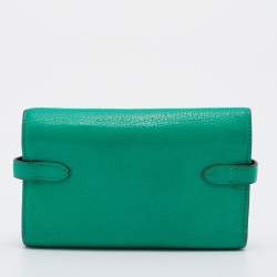 Hermes Menthe Chevre Myzore Leather Kelly Depliant Trifold Continental Wallet