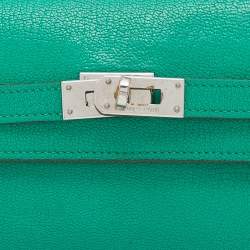 Hermes Menthe Chevre Myzore Leather Kelly Depliant Trifold Continental Wallet
