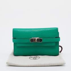 Hermes Menthe Chevre Myzore Leather Kelly Depliant Trifold Continental Wallet