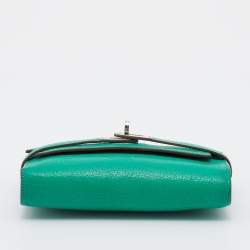 Hermes Menthe Chevre Myzore Leather Kelly Depliant Trifold Continental Wallet
