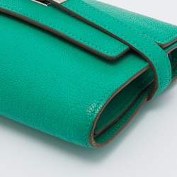 Hermes Menthe Chevre Myzore Leather Kelly Depliant Trifold Continental Wallet