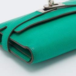 Hermes Menthe Chevre Myzore Leather Kelly Depliant Trifold Continental Wallet