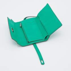 Hermes Menthe Chevre Myzore Leather Kelly Depliant Trifold Continental Wallet