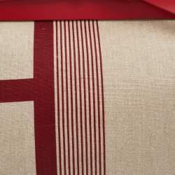 Pre Owned Hermes Beige/Red H Vibration Canvas and Leather Herbag Zip 50 Bag