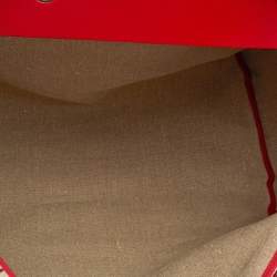 Pre Owned Hermes Beige/Red H Vibration Canvas and Leather Herbag Zip 50 Bag