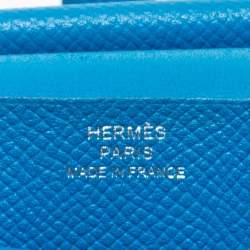 Hermes Bleu Izmir Epsom Leather Mini Bearn Wallet