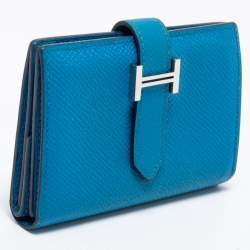 Hermes Bleu Izmir Epsom Leather Mini Bearn Wallet