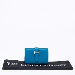 Hermes Bleu Izmir Epsom Leather Mini Bearn Wallet