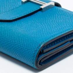 Hermes Bleu Izmir Epsom Leather Mini Bearn Wallet
