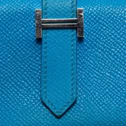 Hermes Bleu Izmir Epsom Leather Mini Bearn Wallet