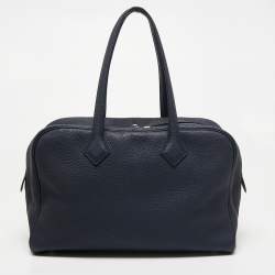 Pre Owned Hermes Bleu Nuit Togo Leather Victoria II Bag