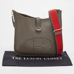 Pre Owned Hermes Etain Taurillon Clemence Leather Evelyne III Bag