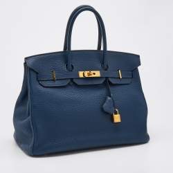 Pre Owned Hermès Colvet Togo Leather Gold Finish Birkin 35 Bag