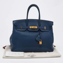 Pre Owned Hermès Colvet Togo Leather Gold Finish Birkin 35 Bag